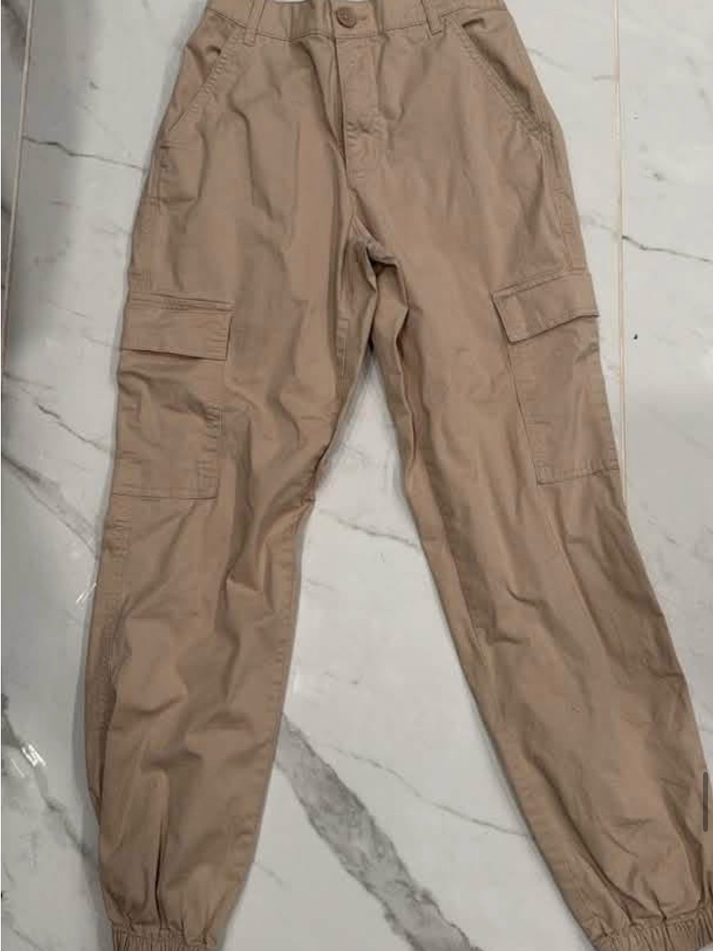 Garage Tan Cargo Jogger Pants with Pocket Details